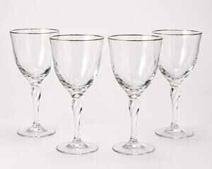 Lenox Rhythm Crystal Water Goblets Set of 4 Platinum Rim